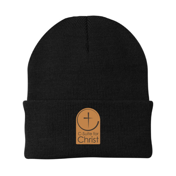 Knit Beanie - Leather Patch (Add Your Chapter Logo)