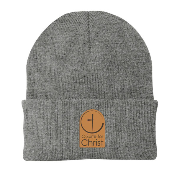 Knit Beanie - Leather Patch (Add Your Chapter Logo) - Image 2