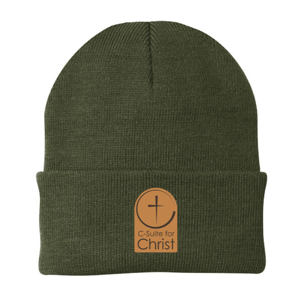 Knit Beanie - Leather Patch (Add Your Chapter Logo) - Image 3