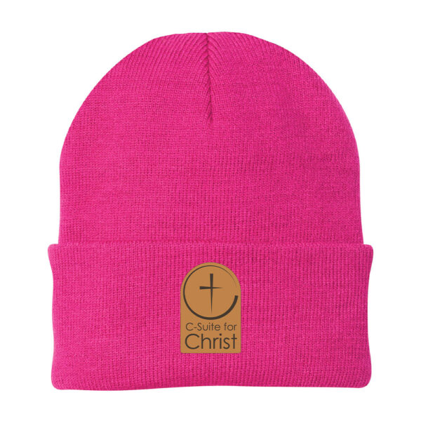 Knit Beanie - Leather Patch (Add Your Chapter Logo) - Image 4